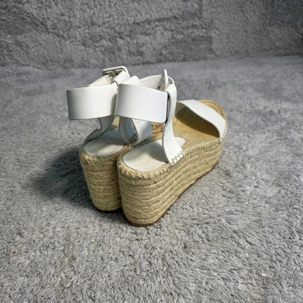 VINCE. Espadrille Platform Sandals White Leather Ankle Strap Womens 6M Excellent